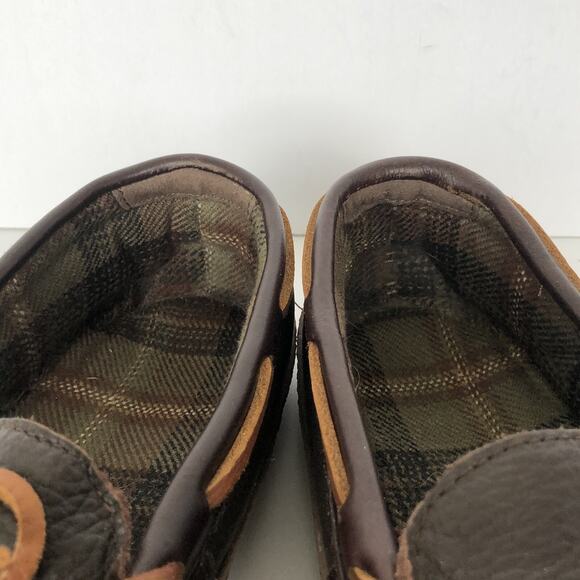 L.L. BEAN Handsewn Flannel-Lined Slippers Moccasin Men's Sz 10 Brown #71341 Nice - Picture 5 of 9